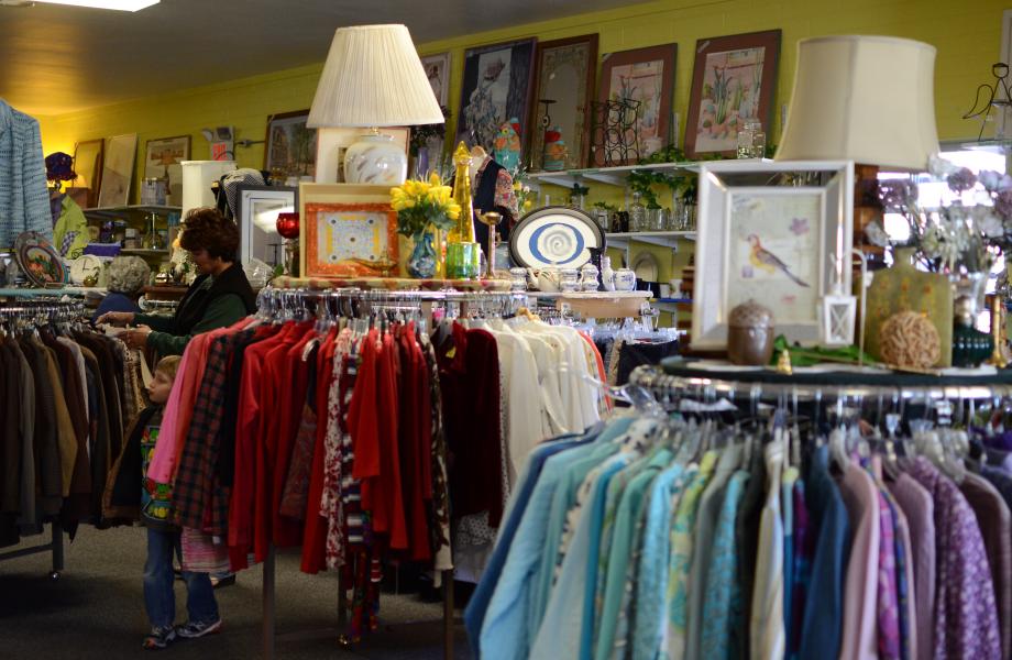 Well organized thrift stores and filled with treasures for you! Racks of thrift store clothing